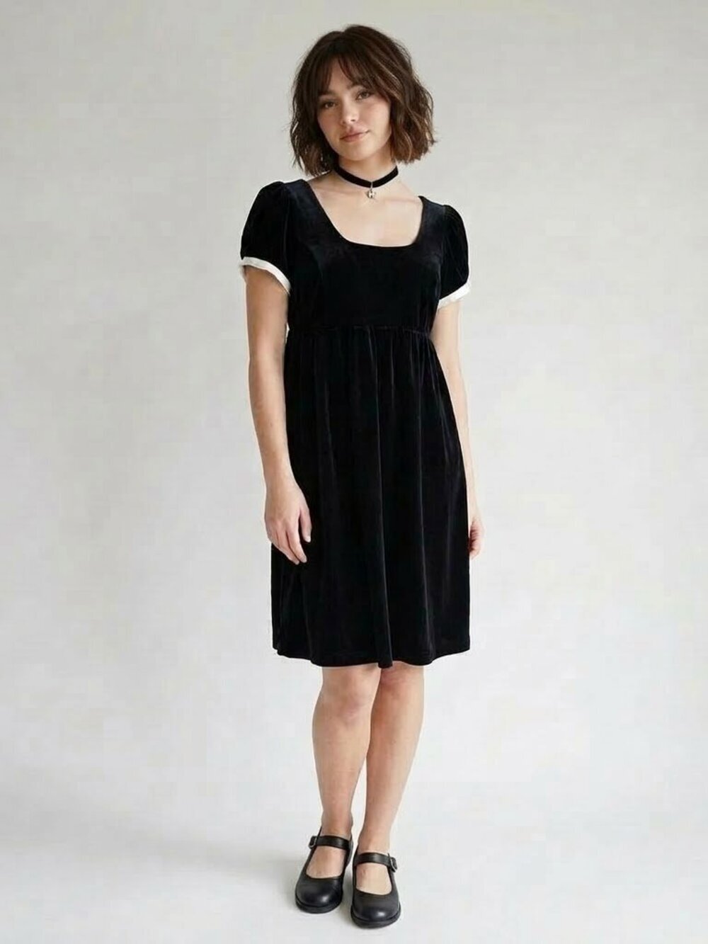 Behnaz Sarafpour for Target Black Velvet Babydoll Dress Y2K Coquette Goth 10/12
